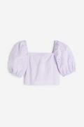 H&M Bluse mit Puffärmeln Flieder, Blusen in Größe L. Farbe: Lilac