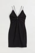 H&M V-Kleid mit Keyhole Schwarz, Alltagskleider in Größe XL. Farbe: Bl...