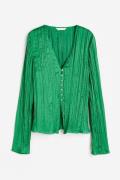 H&M Bluse aus plissiertem Satin Grün, Blusen in Größe XS. Farbe: Green