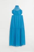 H&M Rückenfreies Satinkleid Blau, Alltagskleider in Größe 34. Farbe: B...