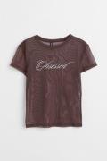H&M T-Shirt mit Print Dunkelbraun/Obsessed in Größe XXS. Farbe: Dark b...