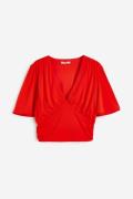 H&M Gerafftes Crop Shirt Rot, Tops in Größe XXL. Farbe: Red