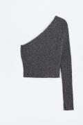 H&M Geripptes One-Shoulder-Shirt Dunkelgraumeliert, Tops in Größe L. F...