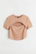 H&M Shirt mit Cut-outs Beige, Tops in Größe XS