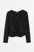 H&M+ Kurzshirt mit Raffung Schwarz, Tops in Größe XXL. Farbe: Black