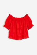 H&M Off-Shoulder-Bluse mit Broderie Anglaise Rot, Blusen in Größe L. F...