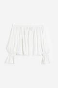 H&M Off-Shoulder-Bluse aus Satin Weiß, Blusen in Größe XL. Farbe: Whit...