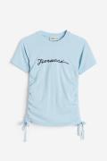 Fiorucci Squiggle Logo-t-shirt Mit Rüschensaum Blau in Größe XS. Farbe...