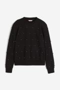 H&M Sweatshirt mit Perlenstickereien Schwarz/Perlen, Sweatshirts in Gr...