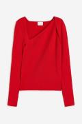 H&M Pullover mit asymmetrischem Ausschnitt Rot in Größe L. Farbe: Red