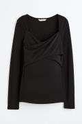 H&M MAMA Stillshirt aus Jersey Schwarz, Tops in Größe XL. Farbe: Black