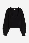 H&M Gerippter Pullover Schwarz in Größe XL. Farbe: Black