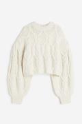 H&M Pullover mit Zopfmuster Naturweiß in Größe M. Farbe: Natural white