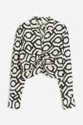 H&M Bluse mit Kragen Cremefarben/Gemustert, Blusen in Größe XS. Farbe:...