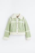 H&M Jacke mit Teddyfutter Hellgrün, Jacken in Größe L. Farbe: Light gr...