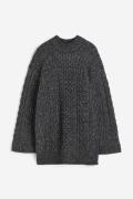 H&M Oversized Pullover mit Zopfmuster Dunkelgraumeliert in Größe L. Fa...