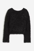 H&M Flauschiger Pullover mit tiefem Rückenausschnitt Schwarz in Größe ...