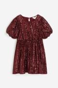 H&M Paillettenkleid Dunkelrot, Kleider in Größe 98. Farbe: Dark red