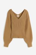H&M Gerippter Pullover Dunkelbeige in Größe L. Farbe: Dark beige