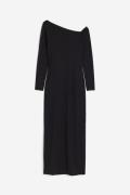 H&M One-Shoulder-Kleid Schwarz, Alltagskleider in Größe XS. Farbe: Bla...