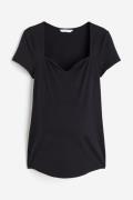H&M MAMA Jerseyshirt Schwarz, Tops in Größe XS. Farbe: Black