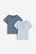H&M 2er-Pack Baumwoll-T-Shirts Blau/Hellblaumeliert, T-Shirts & Tops i...