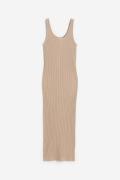 H&M Geripptes Bodycon-Kleid Beige, Alltagskleider in Größe XS