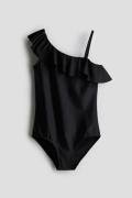 H&M One-Shoulder-Badeanzug Schwarz in Größe 158/164. Farbe: Black 011