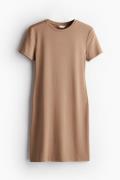 H&M T-Shirt-Kleid aus Mikrofaser Dunkelbeige, Alltagskleider in Größe ...