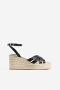 H&M Espadrilles mit Keilabsatz Schwarz, Sandalen in Größe 41. Farbe: B...