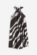 H&M Neckholder-Kleid in A-Linie Schwarz/Zebraprint, Alltagskleider Grö...