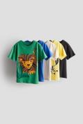 H&M 5er-Pack T-Shirts aus Jersey Grün/Tiere, & Tops in Größe 134/140. ...