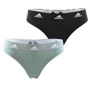 adidas 2P Underwear Brazilian Thong Schwarz/Grün Baumwolle Small Damen