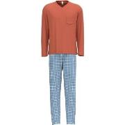 Calida Relax Imprint 1 Pyjamas Blau/Orange Baumwolle Small Herren