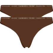 Calvin Klein 2P One Cotton Stretch Plus Thong Dunkelbraun Baumwolle X-...