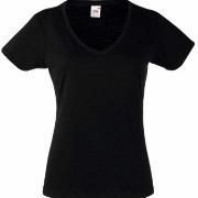 Fruit of the Loom Lady Fit Valueweight V-neck T Schwarz Baumwolle Medi...