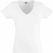 Fruit of the Loom Lady Fit Valueweight V-neck T Weiß Baumwolle Small D...