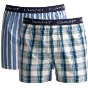 Gant 2P Cotton With Fly Boxer Shorts Weiß/Marine Baumwolle Medium Herr...