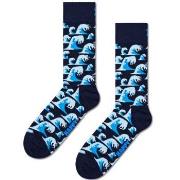 Happy Socks Waves Sock Marine gemustert Baumwolle Gr 41/46