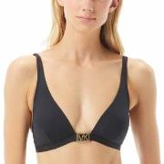 Michael Kors Logo Solids Triangle Bikini Top Schwarz Nylon Small Damen