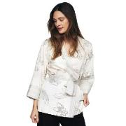 Pierre Robert X Jenny Skavlan Cotton Lounge Kimono Weiß Muster L/XL Da...