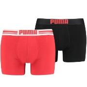 Puma 2P Everyday Placed Logo Boxer Schwarz/Rot Baumwolle Small Herren