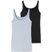 Schiesser 2P 95-5 Organic Tank Top Schwarz/Blau Baumwolle 38 Damen