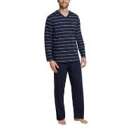 Schiesser Day and Night Long Stripe Pyjama Dunkelblau Baumwolle Small ...