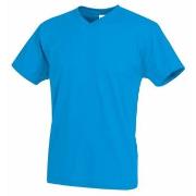 Stedman Classic V-Neck Men T-shirt Blau Baumwolle Small Herren