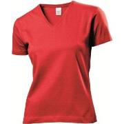Stedman Classic V-Neck Women T-shirt Rot Baumwolle Small Damen