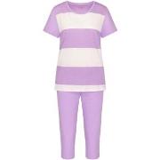 Triumph Pyjama Set X 01 Weiß/Lila Baumwolle 38 Damen