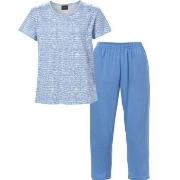 Trofe Croco Pyjama Blau Muster Baumwolle Small Damen