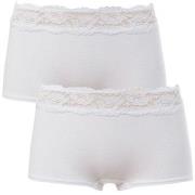 Trofe Lace Trimmed Boxer Briefs 2P Weiß Baumwolle Small Damen