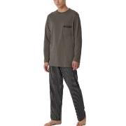 Schiesser Comfort Nightwear Long Pyjamas Braun must. Baumwolle 50 Herr...